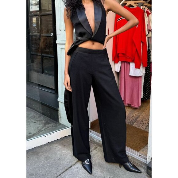 Ronny Kobo - REVOLVE Antranique Pant Black Wool Barrel Slacks Size Small $488